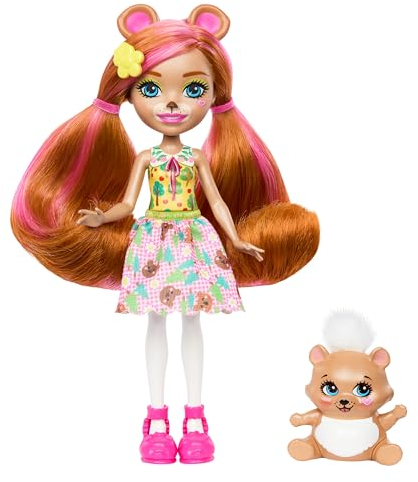 Enchantimals Puppen, Puppe und Tierfreund-Figur, kleine Puppe mit abnehmbarem Rock und Zubehör, Geschenk für Kinder, HTP81