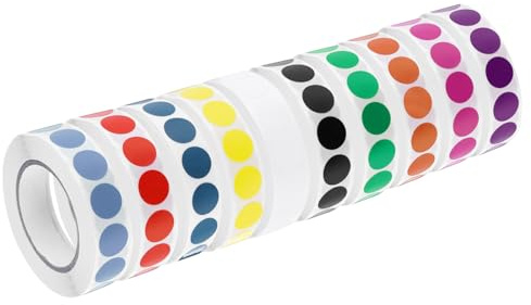 QUARKZMAN Etiquetas de Control de Calidad de Inventario de 13mm/0.5 de Colores Variados para Inventario de Almacén, 10 Rollos 10000 Piezas