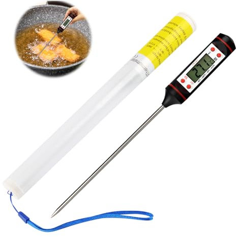 Termometro Digital Cocina, FainFun Meat Thermometer, Termometro Comida Con Sonda Larga, Apto Para Cocinar, Asar, Papillas, Agua, Leche, Termometro Barbacoa，Baby Food, Bath Water (Negro)