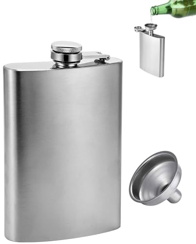 JEXOWIQ 1 pcs fiaschetta tascabile, fiaschetta per liquori, fiaschetta in acciaio inox da 10 oz e set di imbuto, fiaschetta adatta per trasportare alcol, uomini e donne per whisky e rum e vodka