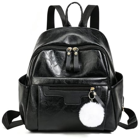 Vattentät PU läder ryggsäck Convertible Casual Daypack Carryall axelvaska,Black
