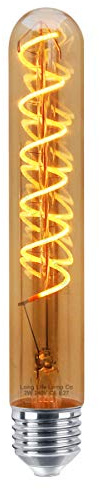 Long Life Lamp Company Retro 2w LED Vintage Tube Light Bulb T30 Spiral Filament Edison Classic E27 Gold Smoked Glass