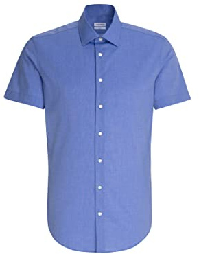 Seidensticker Men's Business Shirt - Slim fit - Non-Iron - Kent Collar - Short Sleeves - 100% Cotton