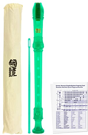 Mad About MA-REC03 Diskant-Blockflöte, Sopran-Schulblockflöte mit Tasche, Putzer und Grifftabelle - Grün