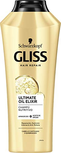 GLISS - Champú Ultimate Oil Elixir, 370 ml, para cabello castigado o quebradizo, Gama Nutrición