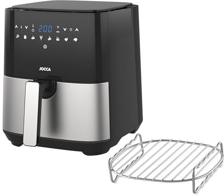 JOCCA - Freidora sin aceite con temporizador 1450W | Freidora de Aire Caliente | Capacidad 5 litros | Air Fryer | Cocina Sana | Temperatura Ajustable…