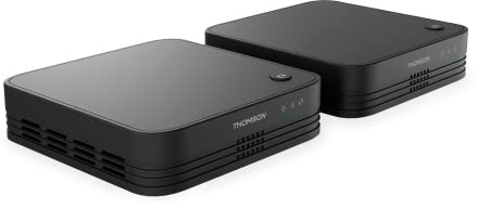 Thomson Amplificatore WLAN, Wi-Fi MESH Home Kit 1200, 2 Extender WLAN Mesh Extender, Access Points, ripetitore 1200 Mbit/s, copertura fino a 200 m2, 3 connettori Ethernet, THM1200KIT