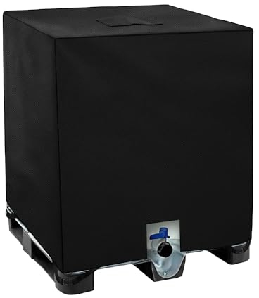 Dokon 1000L IBC Tank Cover Waterproof Heavy Duty Oxford Fabric Water Tank Cover Windproof Anti-UV Outdoor IBC Covers with Click-Close Straps, Water Container Covers (120x100x116cm) - Black