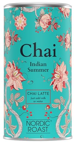 Nordic Roast | Chai Latte Tea | Indian Summer | 320g | Mélange instantané de poudre de thé chai, un thé noir épicé au lait, à savourer à la maison ou au café | Suffisamment pour 12-15 tasses