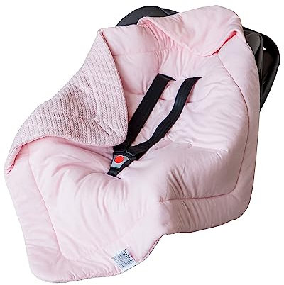 ORSON for® | Einschlagdecke babyschale, weiche für Neugeborenen |100% Bio-Baumwolle | Oeko-Tex | Winter | Babydecke für Kinderwagen, Kindersitz oder Babybett | Ganzjährig einsetzbar (Rosa b)