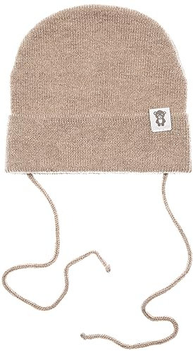 KNITAS Einlagig Gestrickte Babymütze aus Merino und Kaschmirwolle für Baby Kleinkind I Superweiche und warme Mütze für Neugeborene 6-12 Monate I Babies Wintermütze in der Farbe Beige