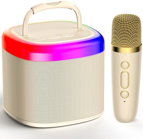 JYX Karaoke Machine per Bambini e Adulti, Mini Impianto con Microfoni, Altoparlante Bluetooth per Feste in Casa, Regalo per Compleanno, Natale, Giocattolo per Ragazze e Ragazzi