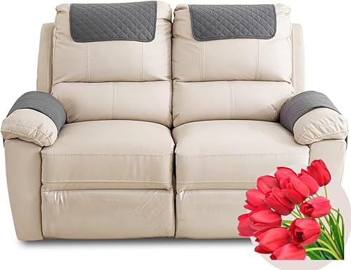 Housse D'appui-Tête pour Meubles, Housse D'accoudoir, Canapé 2/1/3 Places avec Accoudoirs Housse de Protection pour Appuie-Tête de Chaise Inclinable (Color : Gris foncé, Size : 4 Pieces(1xpocket))