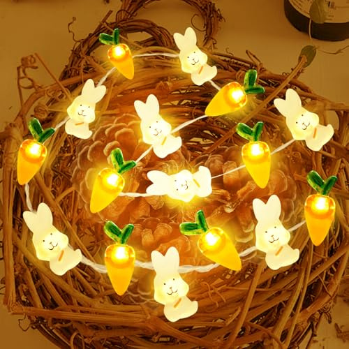 Påskdekoration, 3 m LED-ljuskedja, påskdekoration, ljusslinga, varmvit, påskkycklingar, ljuskedja, LED-ljuskedja för vår, påsk, inomhus, utomhus, hem, fest, bord, träddekoration