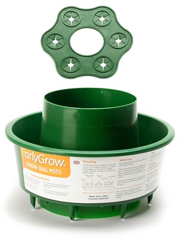 EarlyGrow Tomato & Vegetable Grow Bag Watering Pot Halo with Wigwam Cane Grip to Support Climbing Plants - Pack of 3