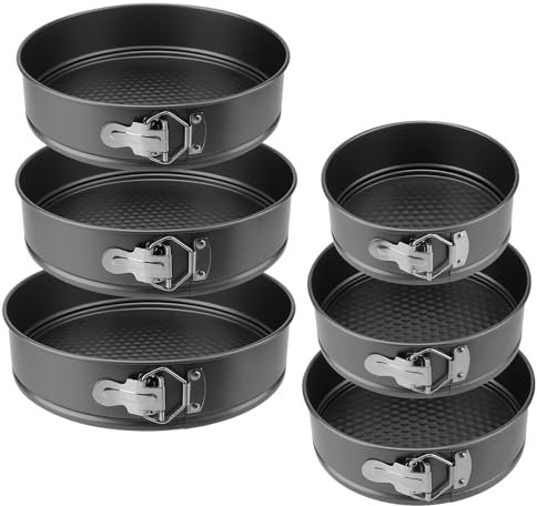 NAMYEUT Set di 6 Stampo Torta Rotondi, Tortiera Apribile con Fondo di Sollevamento Antiaderente, per Torte, Cheesecakes, Pane, 18 cm/20 cm/22 cm/24 cm/26 cm/28 cm