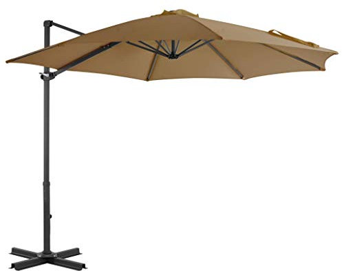 ShCuShan Sombrilla voladiza con poste de aluminio gris topo 300 cm sombrilla playa grande sombrillas para jardin pie de sombrilla parasoles de jardin o terraza