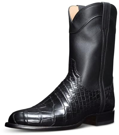 Botas De Hombre Cowboy Alligator - Western Boot Botas De Hombre Cowboy con Punta | Pull-On Boots| Bordado | para Trabajar, Equitación