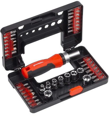 Meistercraft Jeu d'embouts – 38 pièces – Embouts standard courants – Dans une boîte en plastique pratique/Jeu d'embouts pour travaux de meulage/assortiment d'embouts/embouts de vissage / 3391650