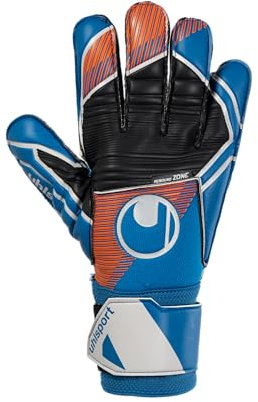 uhlsport Fussball Torwarthandschuhe für Kinder & Erwachsene | Soft Pro Fußball Handschuhe mit Grip und hoher Dämpfung, blau/orange/weiß, 6.5