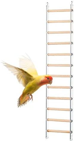 Vogelleiter für Käfig, Vogelkäfigleiter, Käfigzubehör Klettern Sitzstangen, Fun Ladder Toy für das Training mit 360 ° -rotierbarem Haken für Lovebirds, Wellenstoffen und andere kleine, mittlere Vöge