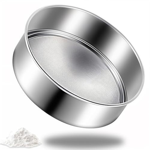 Flour Sifter for Baking, Stainless Steel Round Flour Sieve, Fine Mesh Flouring Sieve Strainers for Cake Bread(6Inch,120Mesh)