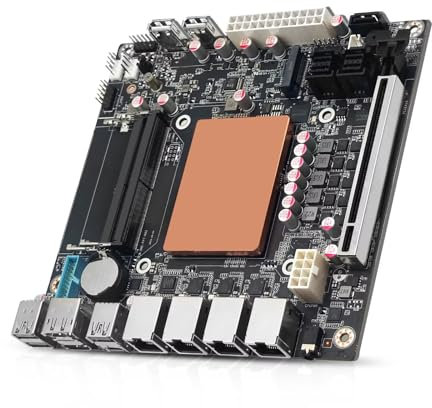 SJRC Mini ITX Mainboard AMD Ryzen 7 8845HS, NAS Motherboard Dual M.2 NVMe, 4 x 2.5GbE LAN Computer Board PCIe x16, DDR5 32GB RAM 1TB SSD, 9 x SATA3.0, 4K HD/DP/USB C 40G, USB3.2