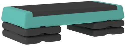 SPORTNOW Step de Aeróbic, Step para Fitness Antideslizante, Altura Regulable 3 Niveles de 10,5/15,5/20,5 cm, Carga 250 kg, para Ejercicio en Casa, Gimnasio, 77x36x20,5 cm, Verde y Negro