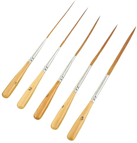 GREATRICH Pennelli Liner Extra Lunghi, Set di 5 Pennelli Artistici, Acrilico e Olio, Set Pennellis per Acquerello di Precisione, Pittura Pennellis per Dipingere Dettagli, per Contorni e Decorazioni