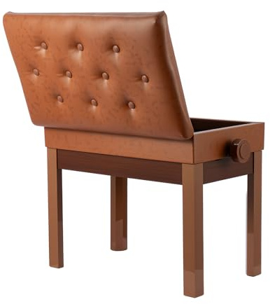 CROWNSHOP Piano Stools 56x34x48cm Height Adjustable Piano Stool Faux Leather Keyboard Bench with Storag Multi-Purpose Stool for Piano Stool Storage (Brown)