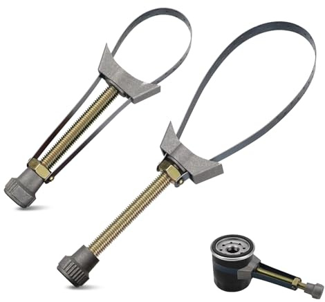 VFFNFF 2 Pezzi Chiave per Filtro Olio, Campo di Serraggio da Regolabile 60-120 mm, Chiave Smontaggio Filtro Olio con Fascetta in Metallo, Strumento per Rimozione Filtri Olio per Auto Moto Camper