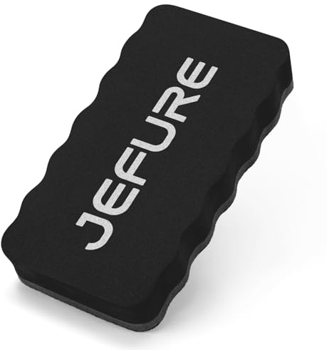 JEFURE Magnetic Whiteboard Eraser, 1 Pc, Black | Dry Erase Board Cleaner, Sponge Surface, for Whiteboards and Glass Surfaces, Office, School, and Home Use