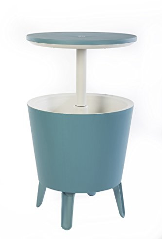Keter Modern Cool Bar Outdoor Patio Furniture and Hot Tub Side Table with 7.5 Gallon Beer and Wine Cooler, Teal