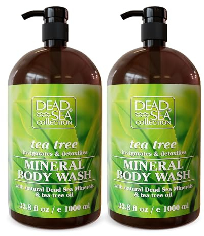 Dead Sea Collection Shower Gel for Women and Men - Body Wash with Pure Dead Sea Minerals and Tea Tree Oil - Cleanses and Moisturises Skin - Pack of 2 (1000 ml. each)