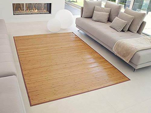 TEJIDOS EL MUNDO Alfombra BAMBÚ Antideslizante, Alta Resistencia, para Interior y Exterior. - 200x300 cm., Marron
