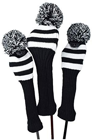 Hauni Knit Golf Club Head Covers 3 Pcs Set Driver and Fairway HeadCovers Fits 460cc Drivers and Hybrid(UT),Protective Golf Club Accessories for Men Women Golfer