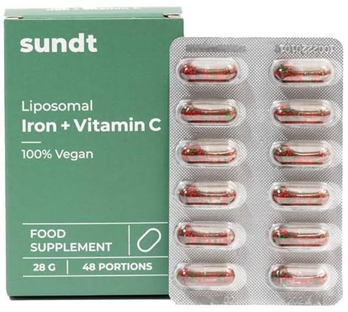 Eisen Kapseln 48 Stück Liposomal |pro Eisentablette 15 mg Eisen | hohe Bioverfügbarkeit | hochdosiert für maximale Sauerstoffversorgung des Körpers | Vegan & GMO-frei | Sundt Supplements