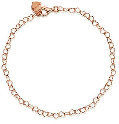 Amberta Bracelet Coeur en Argent Sterling 925 pour Femme : Plaqué Rose