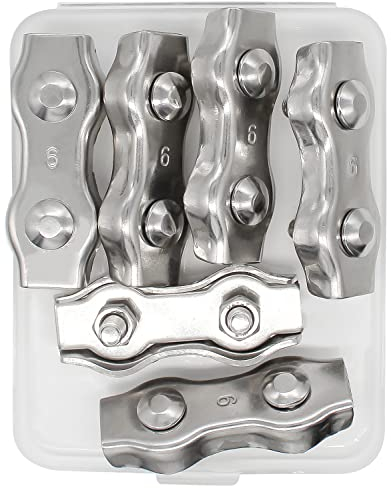 YYWEi Duplex Klemme 6mm Drahtseilklemme 304 Edelstahl Seilklemme für Drahtseile Rostfrei Kabelklemme Markise Fixiert (6 Stück)