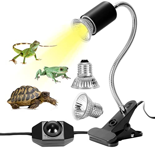 LUNEKUCK Schildkröten Wärmelampe 25W 50W Reptilien Terrarium Lampe UVA/UVB Reptilien Heizlampe mit einstellbarem Clip E27 Reptilienlicht für Schildkröte Eidechse Schlange Spinne Amphibien
