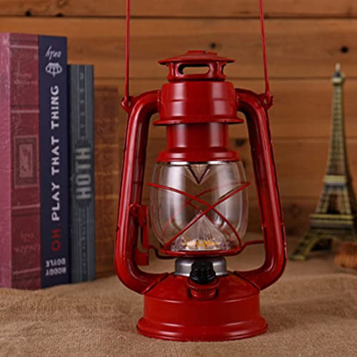 LANMOU Lanterne Tempête LED Vintage, Lampe Camping Rechargeable LED Lumière Chaude, Lampe Jardin Rétro Lampe à Huile LED, Lampe de Table Extérieur Sans Fil Avec Chargeur, 1200 mAh,Rouge