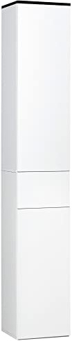 kleankin Colonna Bagno con 2 Armadietti e Cassetto, Mobile Bagno Alto, Mobiletto Bagno Salvaspazio con 2 Ante, Ripiani Regolabili in Legno, 30x28x180 cm, Bianco