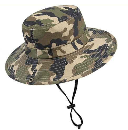 CaySep Boys Camo Sun-Bucket-Hat Summer Outdoor Safari Fishing-Hat Boonie-Cap for Kids 5-9Yrs