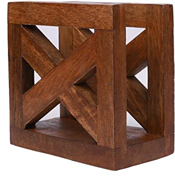 EDHAS Wooden Paper Napkin Holder, Napkin Storage Dispenser for Tables Kitchen Office Accessories for Restaurants, Dining Home Décor (12.7cm x 7.62cm x 12.7cm)