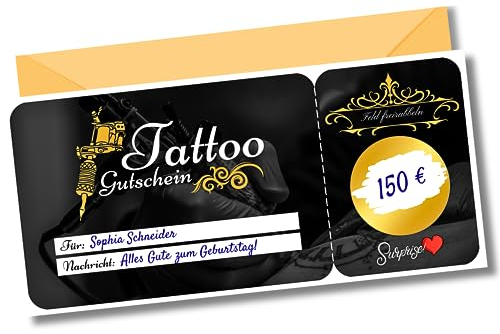 EQUIK PRODUCTS Gutschein Tattoo | Rubbelaufkleber zum selbstbeschriften | Personalisierte Rubbelkarte, Überraschungskarte | Gutscheinkarte mit Rubbelüberraschung (Tattoo)