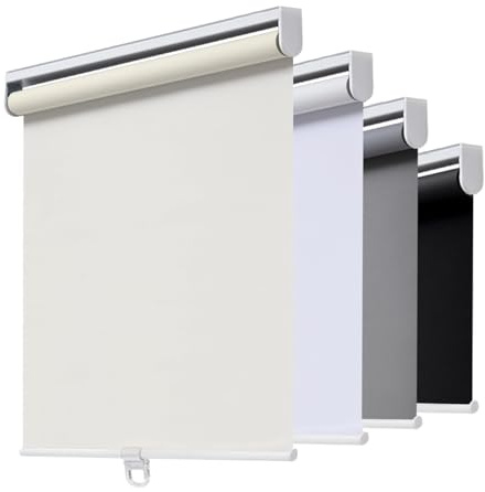 AOSKY Cordless Roller Shades Blackout Blinds for Windows Room Darkening Rolled Up Shades with Spring System, UV Protection Window Shades Door Blinds for Home and Office (23 W x 72 H, Ivory)
