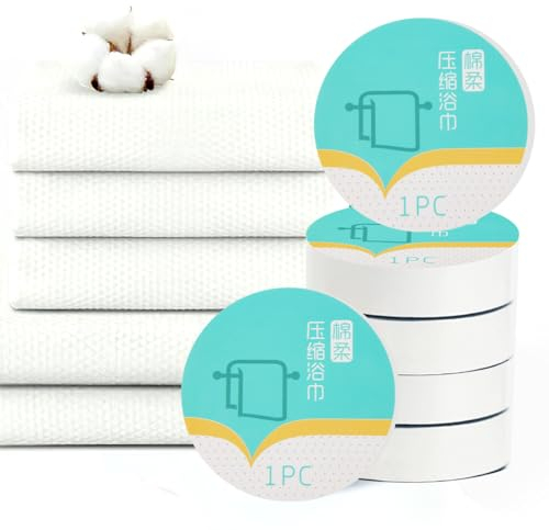 Darryy Komprimiertes Badetuch Set, Outdoor Handtuch, 6 Badetuch 70x140 Set, Komprimiertes Badetuch Wiederverwendbar, Kleine Reiseartikel, Schwimmzubehör