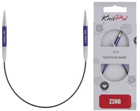 KnitPro Aiguilles à tricoter fixes Zing – Épingles à tricoter circulaires 22,5 cm x 4,5 mm