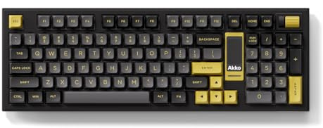 Akko 5098B Tastiera meccanica con schermo, tastiera da gioco wireless con rotella di scorrimento, interruttore pre-lubrificato per pianoforte nero e oro