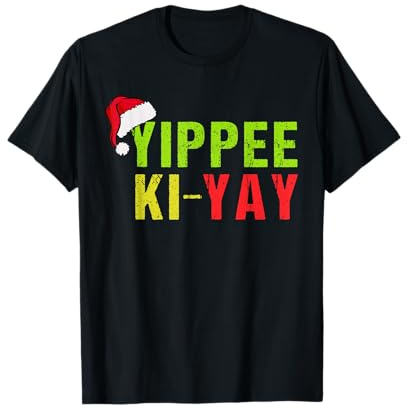 Funny Christmas Sweater Yippee-Ki-Yay Xmas T-Shirt - Unisex-Adults, Movie Lovers, Holiday Enthusiasts - Black, Size S - Short Sleeve, Cotton, Polyester - Classic Fit, Crew Neck - Winter
